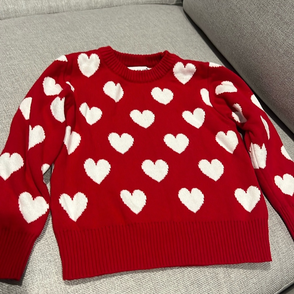 Valentine’s Day red and white heart sweater for toddler girl. 24-36 months.